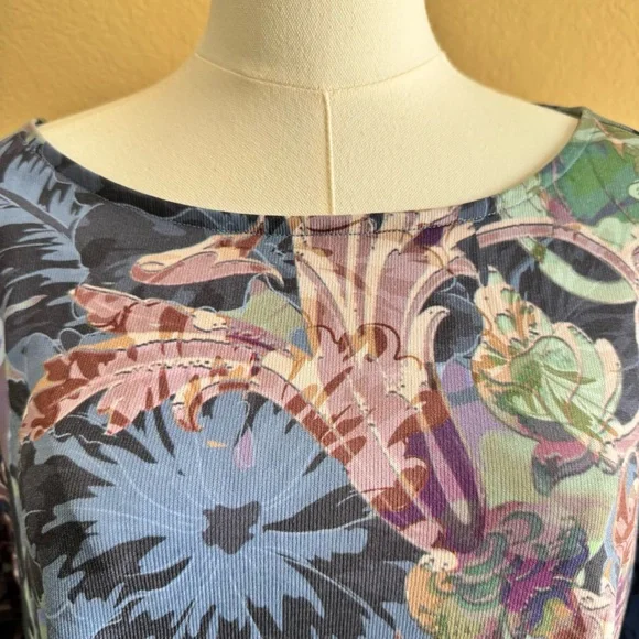 Soft Surroundings Botanical Tuileries 3/4 Sleeve Tunic Womens L Lagenlook Floral - Picture 4 of 12